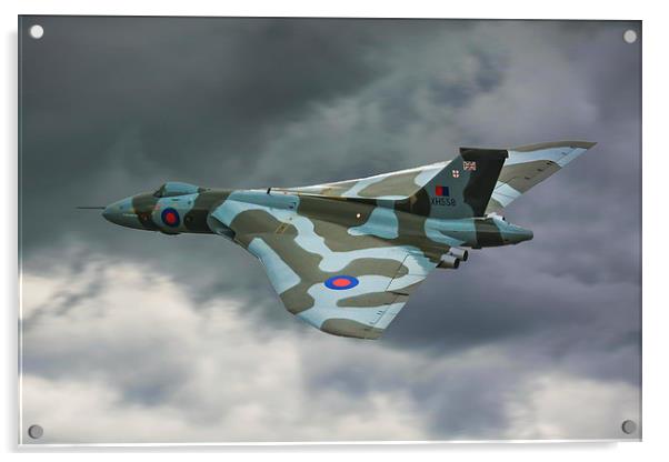  ARVO Vulcan XH558 flying low in moody skies over  Acrylic by Andrew Scott