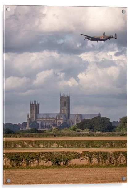 Lancaster Bomber PA474 over Lincoln Acrylic by Andrew Scott