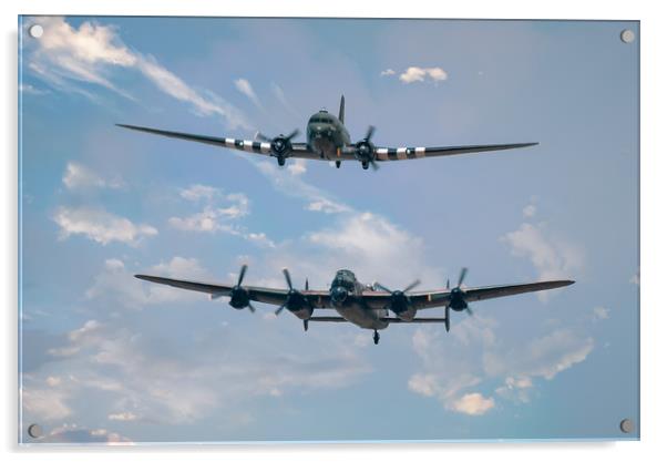 Lancaster Bomber and Douglas Dakoka of the BBMF Acrylic by Andrew Scott