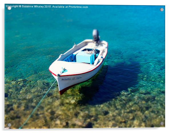Greek Island Boat Acrylic by Suzanne Whaley
