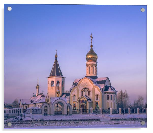  Russian Orthodox Church, winter Acrylic by Svetlana Korneliuk
