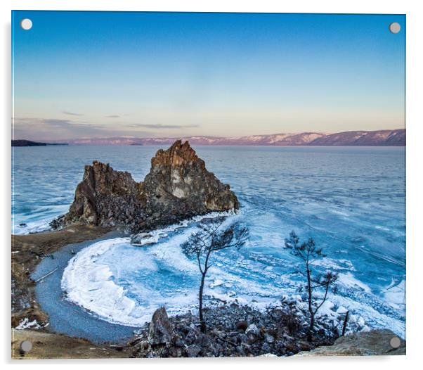 Shaman Rock on Olkhon Island, Baikal Acrylic by Svetlana Korneliuk