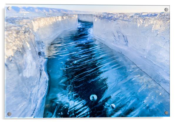The crack of Baikal ice Acrylic by Svetlana Korneliuk