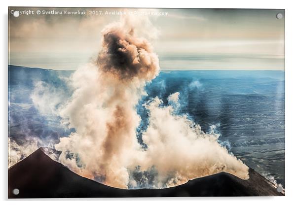 The summit of Karymsky Volcano Acrylic by Svetlana Korneliuk