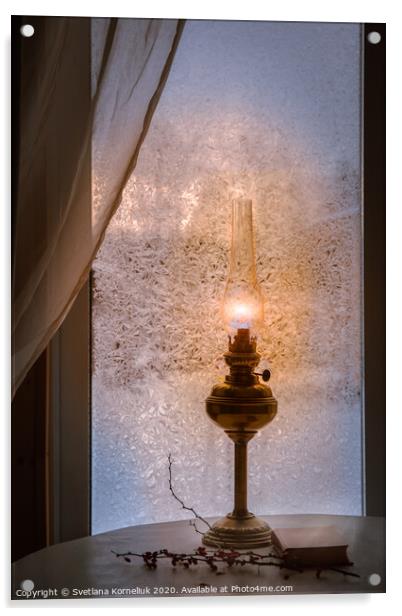 Frozen night window Acrylic by Svetlana Korneliuk