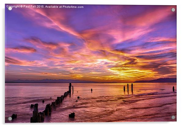 Dramatic Sunset at Picnic Point Park Acrylic by Paul Fell