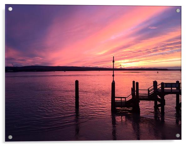  Poole Harbour Sunset Acrylic by Tom Coombes