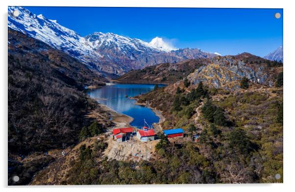 Landscape view of Kaltal lake n Mount Manaslu Acrylic by Ambir Tolang