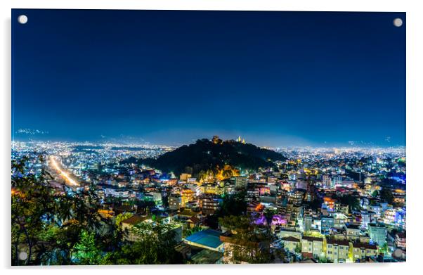 Night view of kathmandu city Acrylic by Ambir Tolang