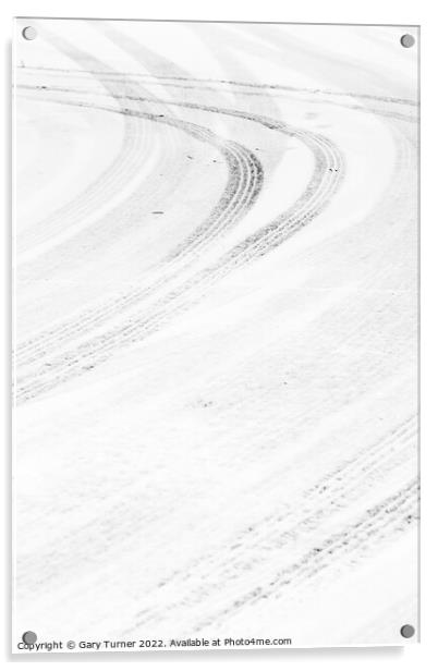 Curving tracks in the snow Acrylic by Gary Turner