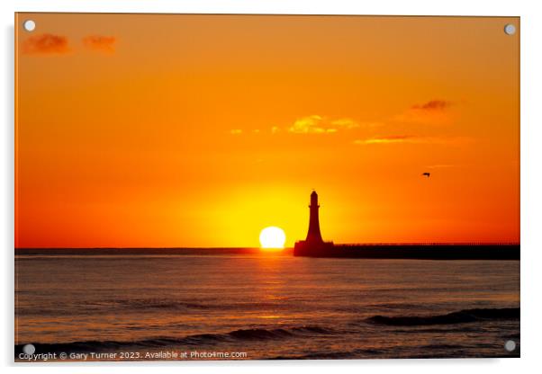 Sunrise at Roker Pier, Sunderland Acrylic by Gary Turner