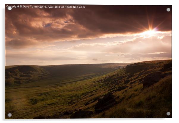  Marsden Moor Sunset Acrylic by Gary Turner