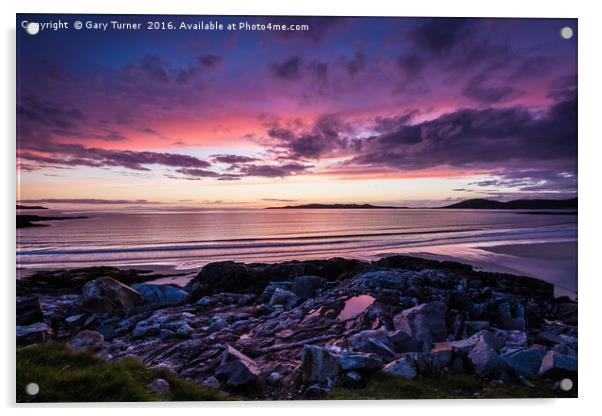 Traigh lar Sunset Isle of Harris Acrylic by Gary Turner