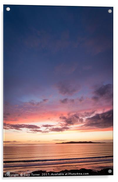 Traigh lar Sunset Portrait Acrylic by Gary Turner