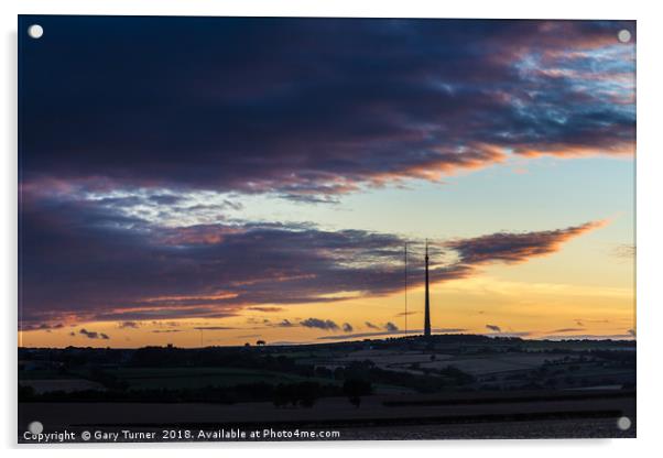 Emley Sunset Acrylic by Gary Turner