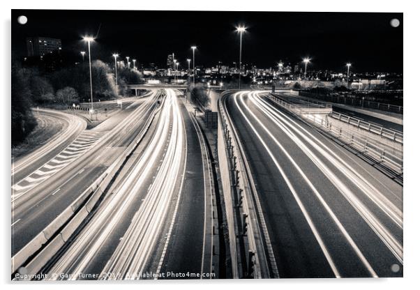 Leeds Motorway Light Trails Acrylic by Gary Turner