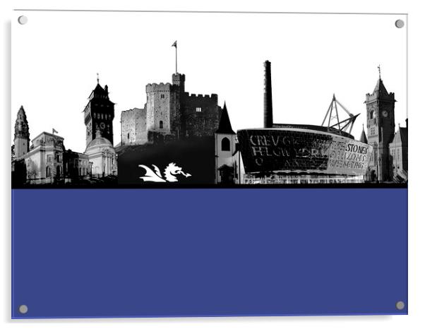 Cardiff Landmarks Montage Acrylic by Adrian Beese