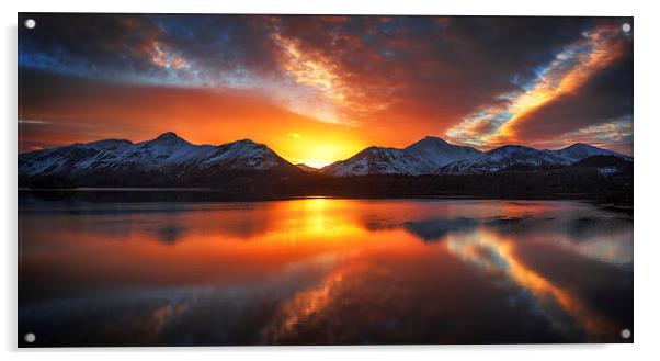 Burning Skies Over Derwent Water Acrylic by Dave Massey