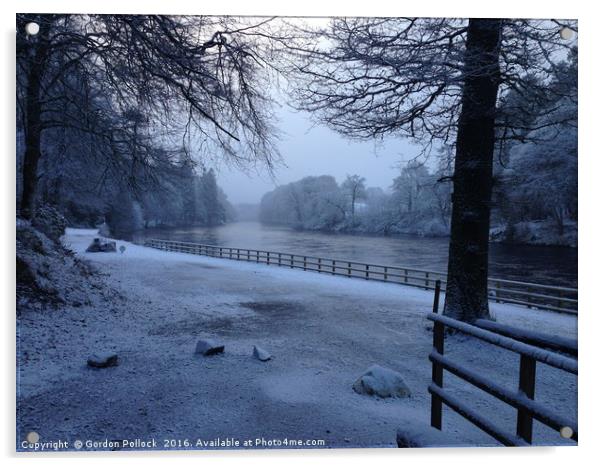 Dunkeld In The Snow  Acrylic by Gordon Pollock