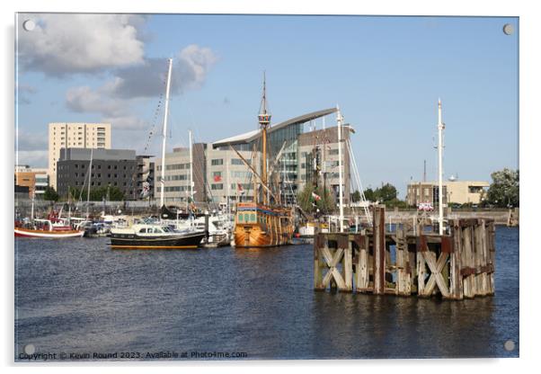 Cardiff Bay Scene 1 Acrylic by Kevin Round