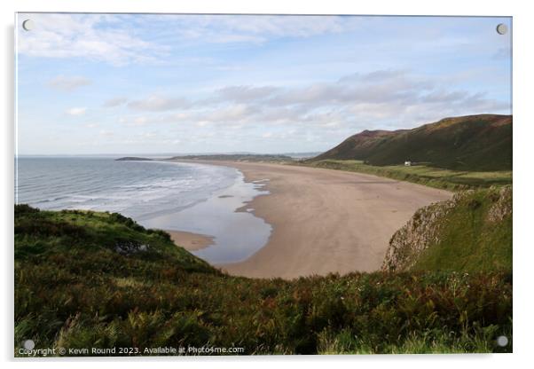 Rhossili Beach on the Gower peninsula in Wales. Acrylic by Kevin Round