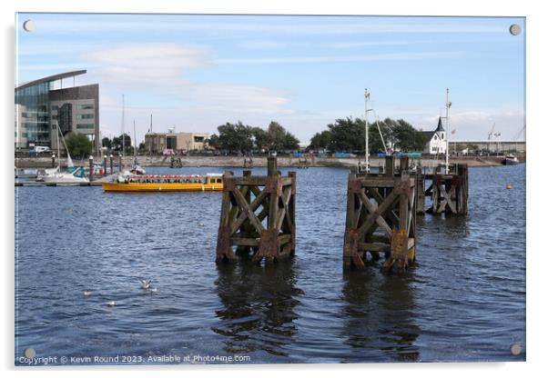 Cardiff bay wooden piers Acrylic by Kevin Round