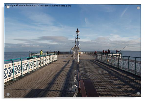 People fishing on Penarth Pier, Wales, UK Acrylic by Kevin Round