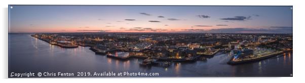 Panoramic Aerial View of Hull at Twilight. Acrylic by Christopher Fenton