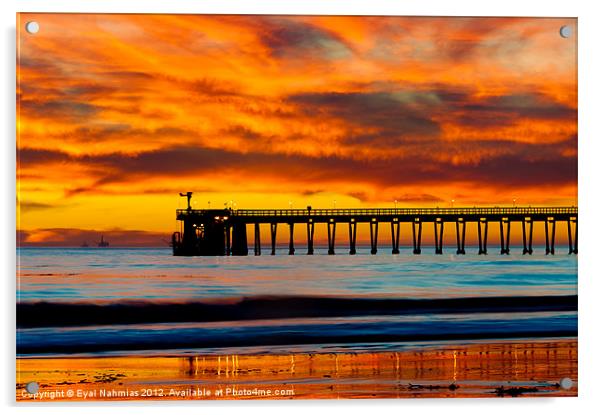 Venoco Ellwood Pier,(haskell's) beach Goleta Acrylic by Eyal Nahmias