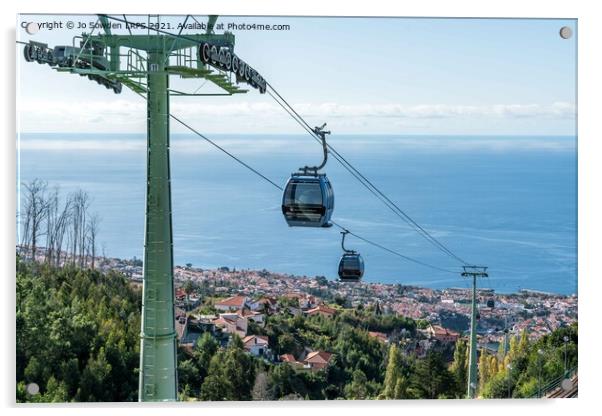 Funchal Cable Car Acrylic by Jo Sowden