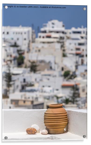Greek Pot, Naxos Acrylic by Jo Sowden