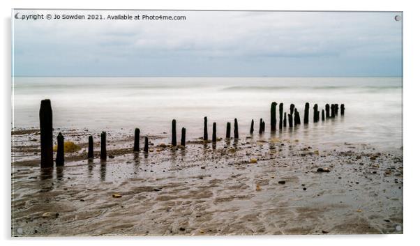 Derelict Sea Groynes Acrylic by Jo Sowden