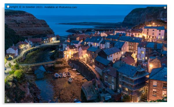 Staithes Harbour at Dusk Acrylic by Jo Sowden