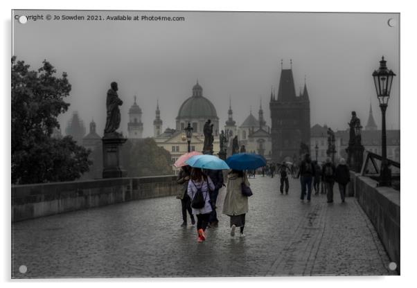 A rainy day in Prague Acrylic by Jo Sowden
