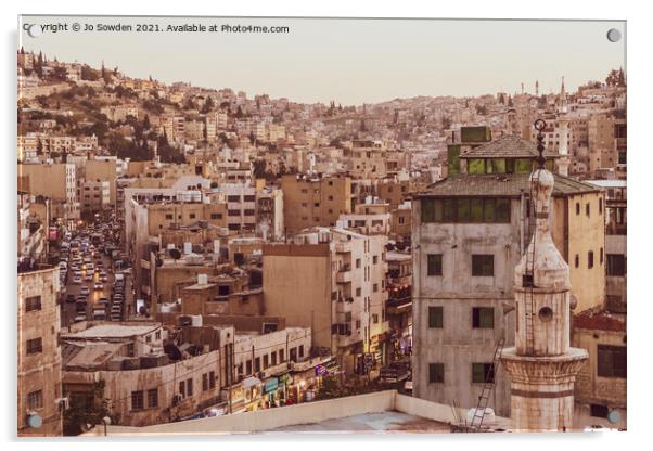 Amman at Dusk, Jordan Acrylic by Jo Sowden