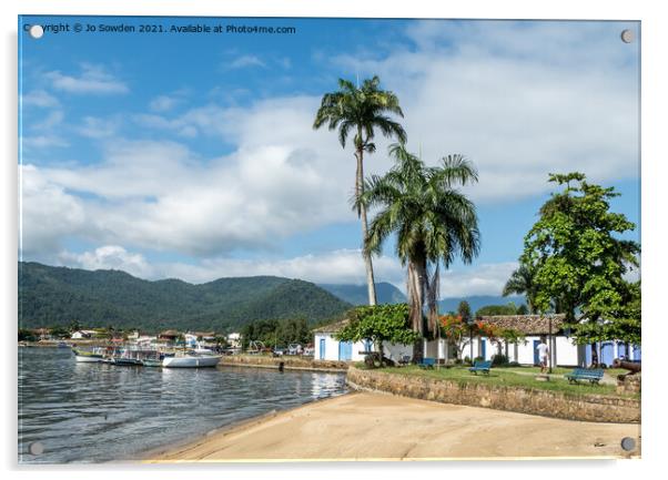 Paraty Waterfront, Brazil Acrylic by Jo Sowden