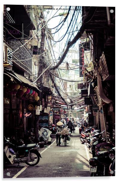Hanoi Side street, Vietnam Acrylic by Jo Sowden
