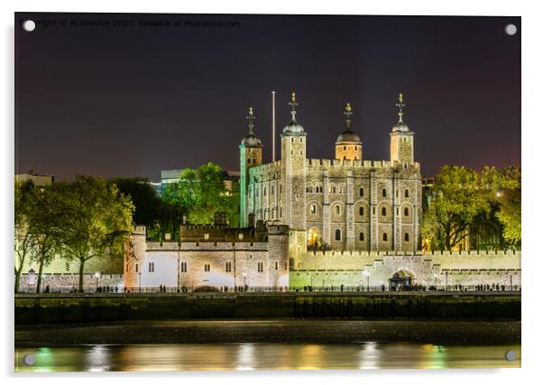 Tower of London at Night Acrylic by Jo Sowden