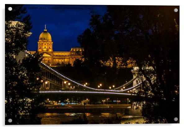 Budapest at Night Acrylic by Jo Sowden