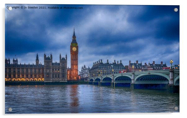 Westminster at Sunset: The Perfect View Acrylic by Jo Sowden