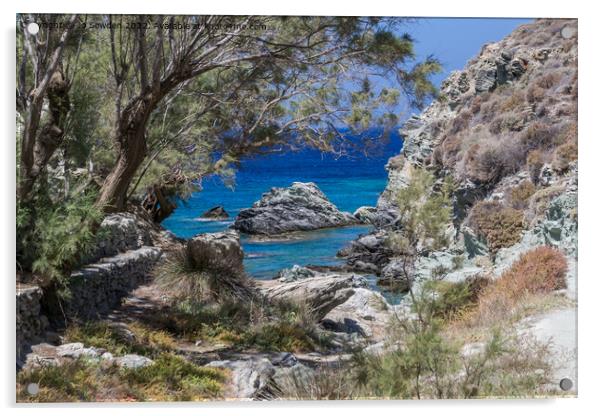 Folegandros coast Acrylic by Jo Sowden