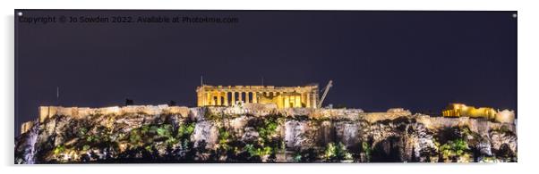 The Acropolis at Night Acrylic by Jo Sowden
