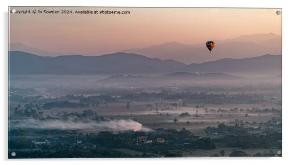 Sunrise balloon flight over Chiang Mai Acrylic by Jo Sowden