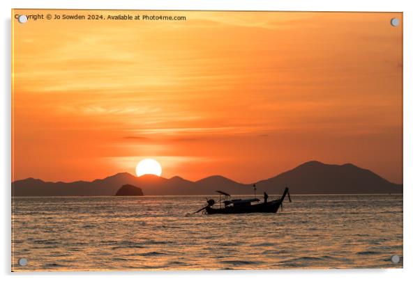 Sunset at Ao Nang, Thailand Acrylic by Jo Sowden