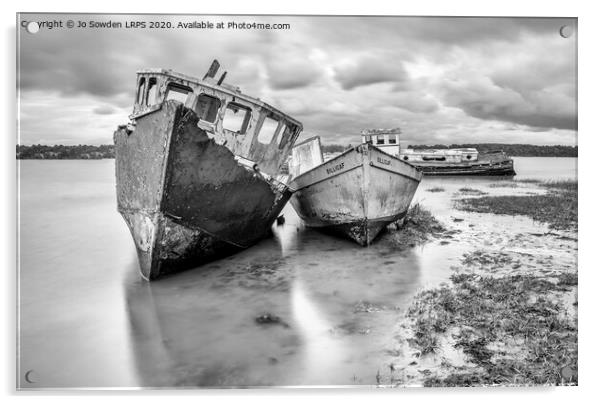 Derelict Boats at Pin Mill Acrylic by Jo Sowden