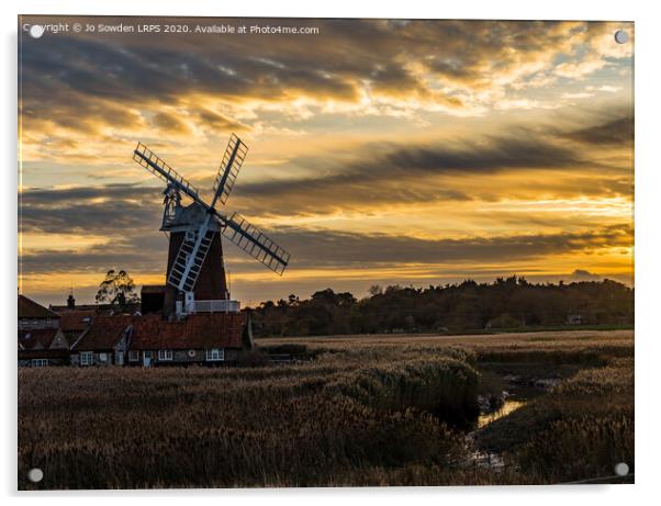 Sunset at Cley Windmill, Norfolk Acrylic by Jo Sowden