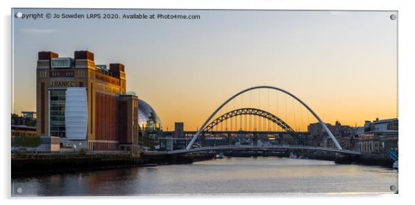 Sunset  on Newcastle Quayside Tyne Acrylic by Jo Sowden
