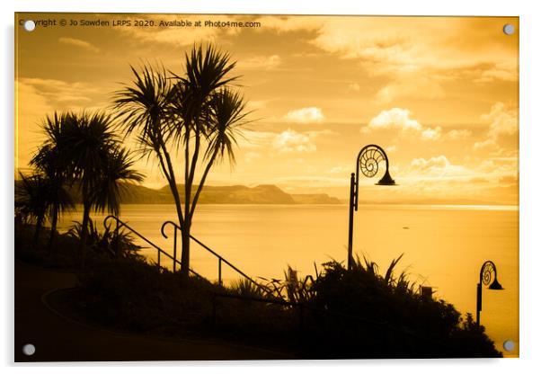 Lyme Regis Sunset Acrylic by Jo Sowden