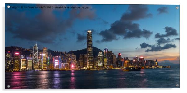 Hong kong skyline at dusk Acrylic by Jo Sowden