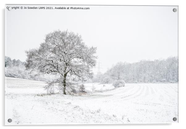 Snowy Landscape, Hertfordshire Acrylic by Jo Sowden